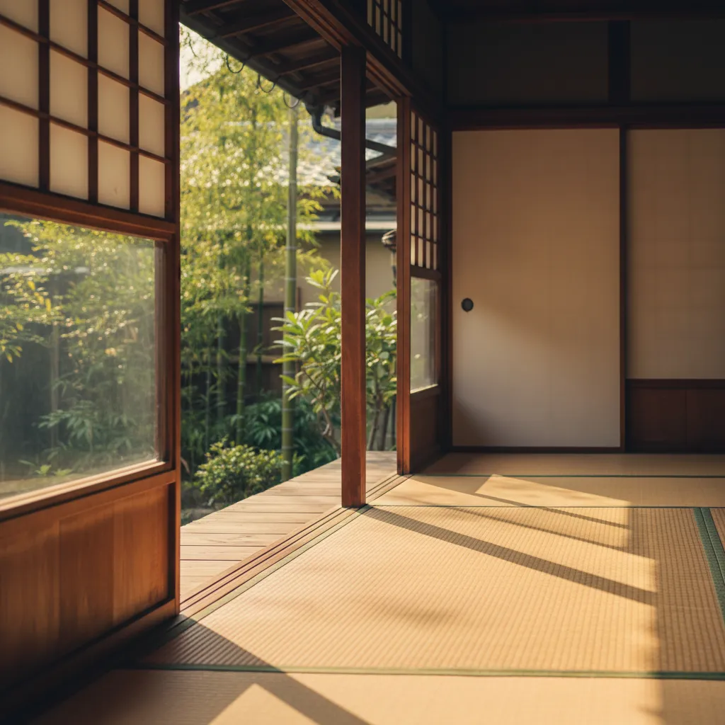縁側に午後の陽が差し込む光景