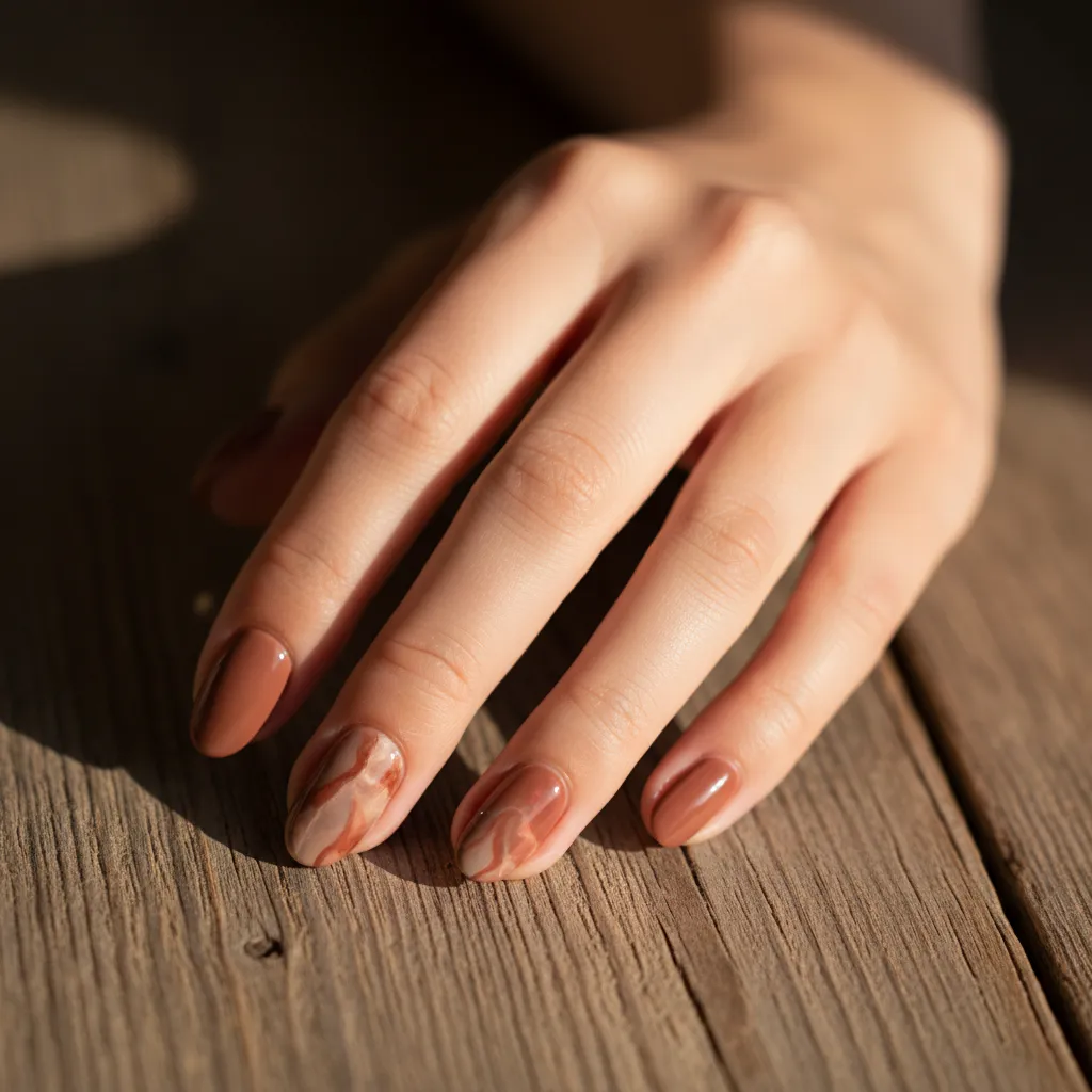 ao ネイル作品 — 秋のマーブル（05）