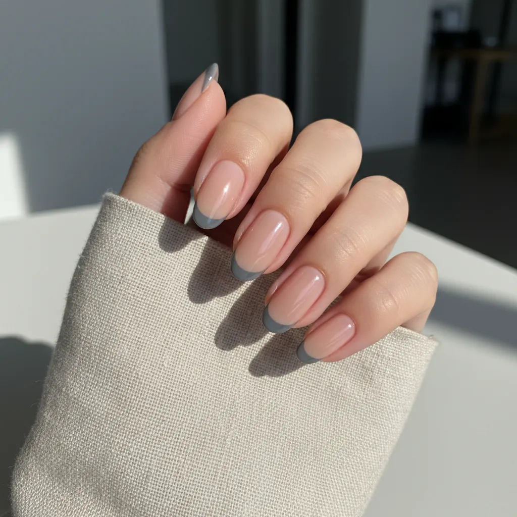 ao ネイル作品 — チャコールフレンチ（09）